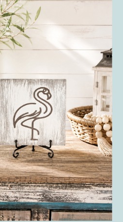 Flamingo decorative sign on stand